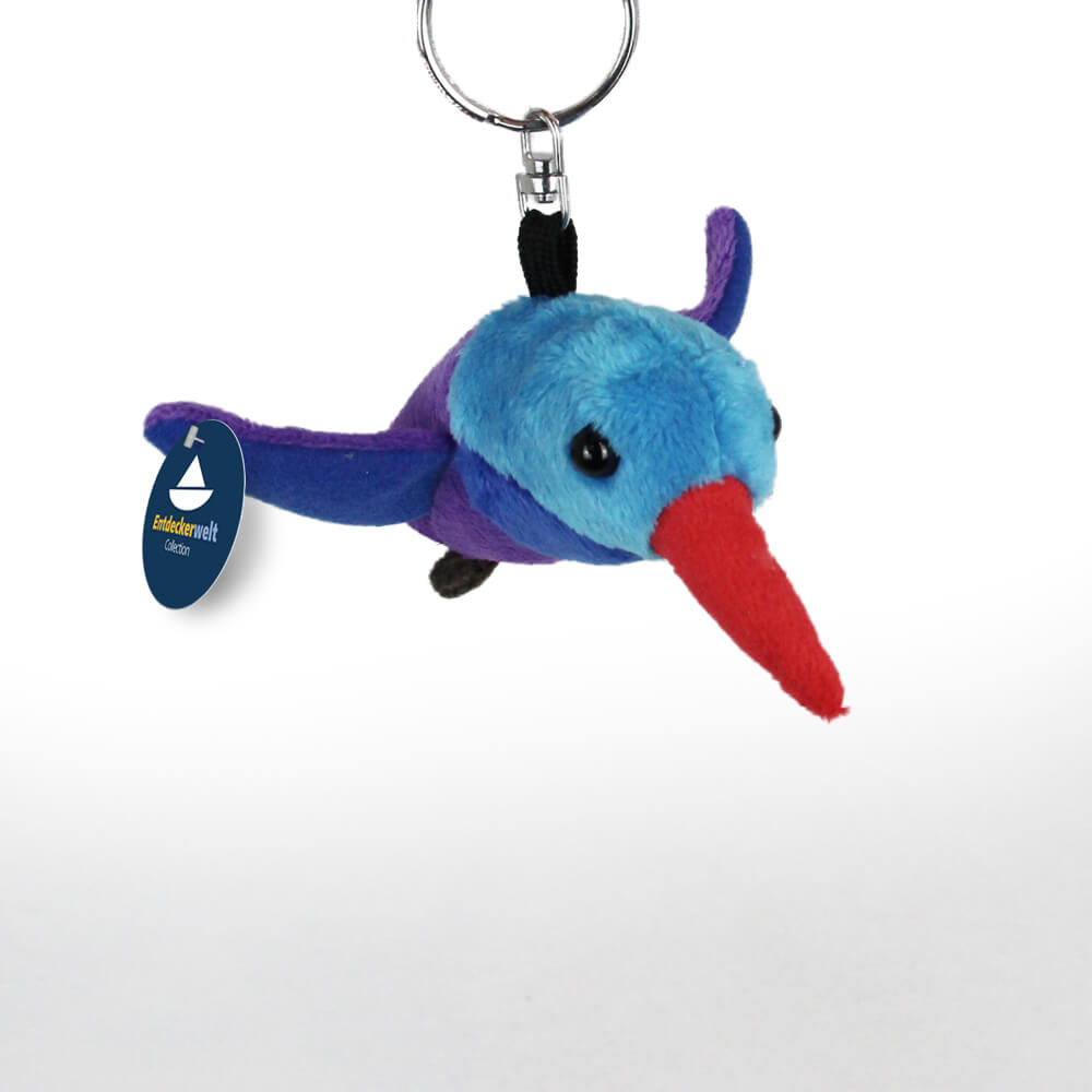 Plüsch Stoff Tier Schlüsselanhänger Papagei blau Vogel 13 cm Kuschel 