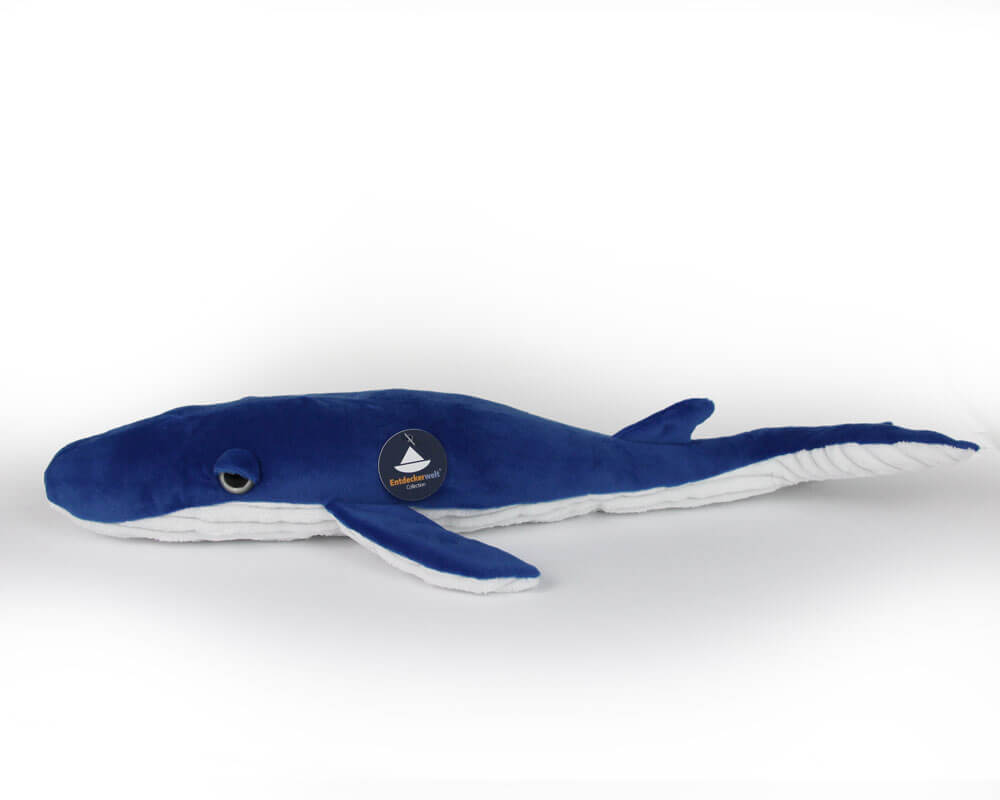 Blauwal aus Stoff von der Seite