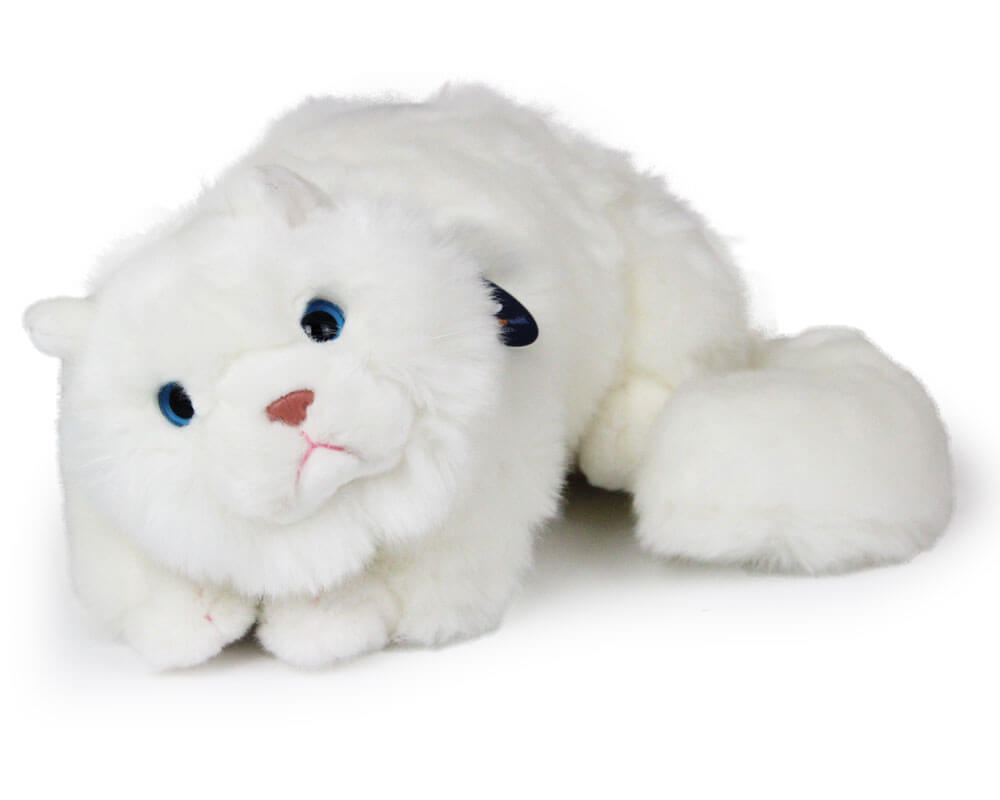 Stofftier Katze weiß liegend (ca. 27cm)